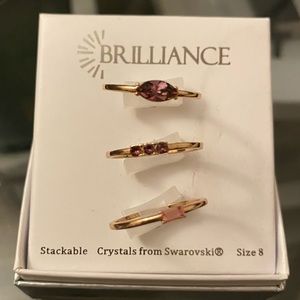 Rose gold crystal stackable rings